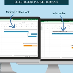 This Excel gantt chart template knows that on some occasion you need a minimal and clean look for, let's say, a presentation to your boss. Or sometimes you need it to be informative for your team. Certainly, you can have both!