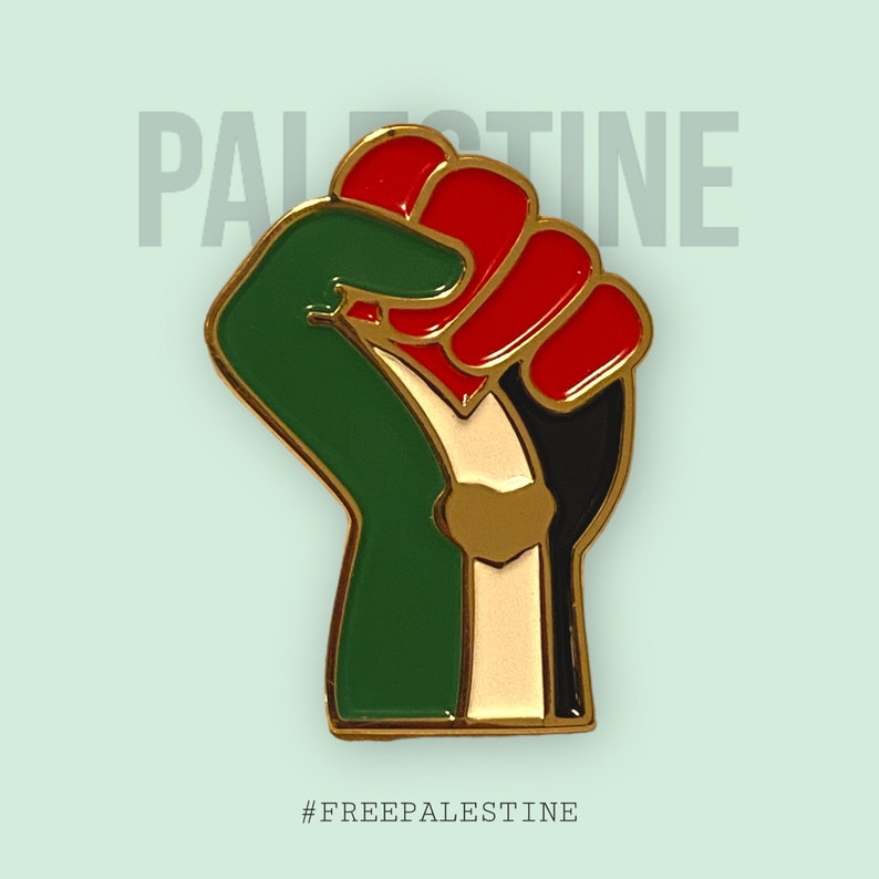Free PALESTINE Enamel Pin Free Palestine, Freedom for Gaza, Human Rights, Palestine Donation Metal Butterfly Clutch READ DESCRIPTION image 4