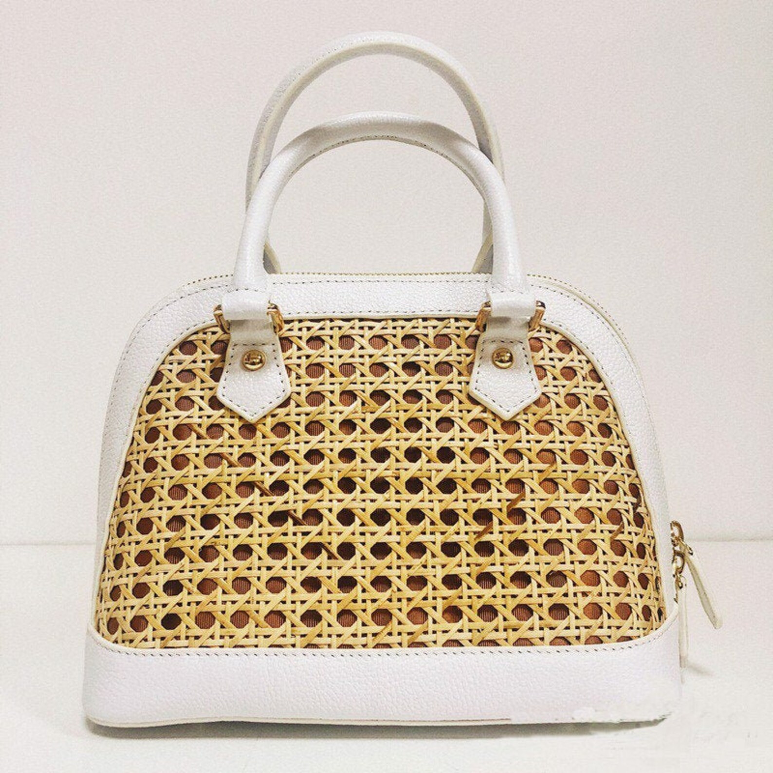 Leather Rattan Handbag Vietnam Rattan natural handmade Etsy