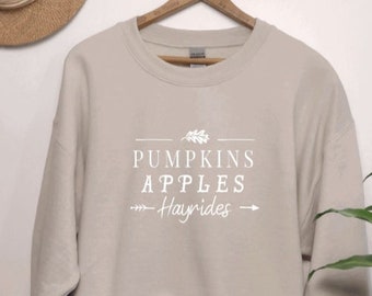autumn sweater, apples and hayrides, fall sweater, winter sweater, autumn jumper, fall jumper, slogan jumper, slogan sweater,