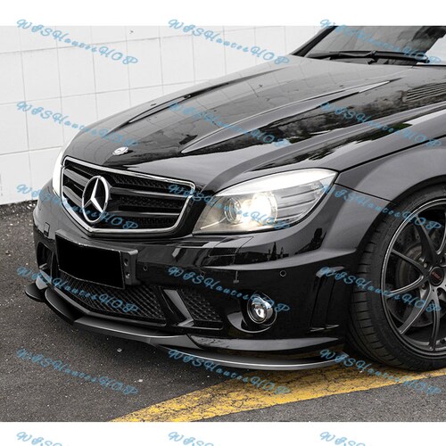 For 2008 2009 2010 2011 Mercedes-Benz C63 shops AMG Sedan Only Painted Glossy Black Front Bumper Splitter Spoiler Lip 3pcs