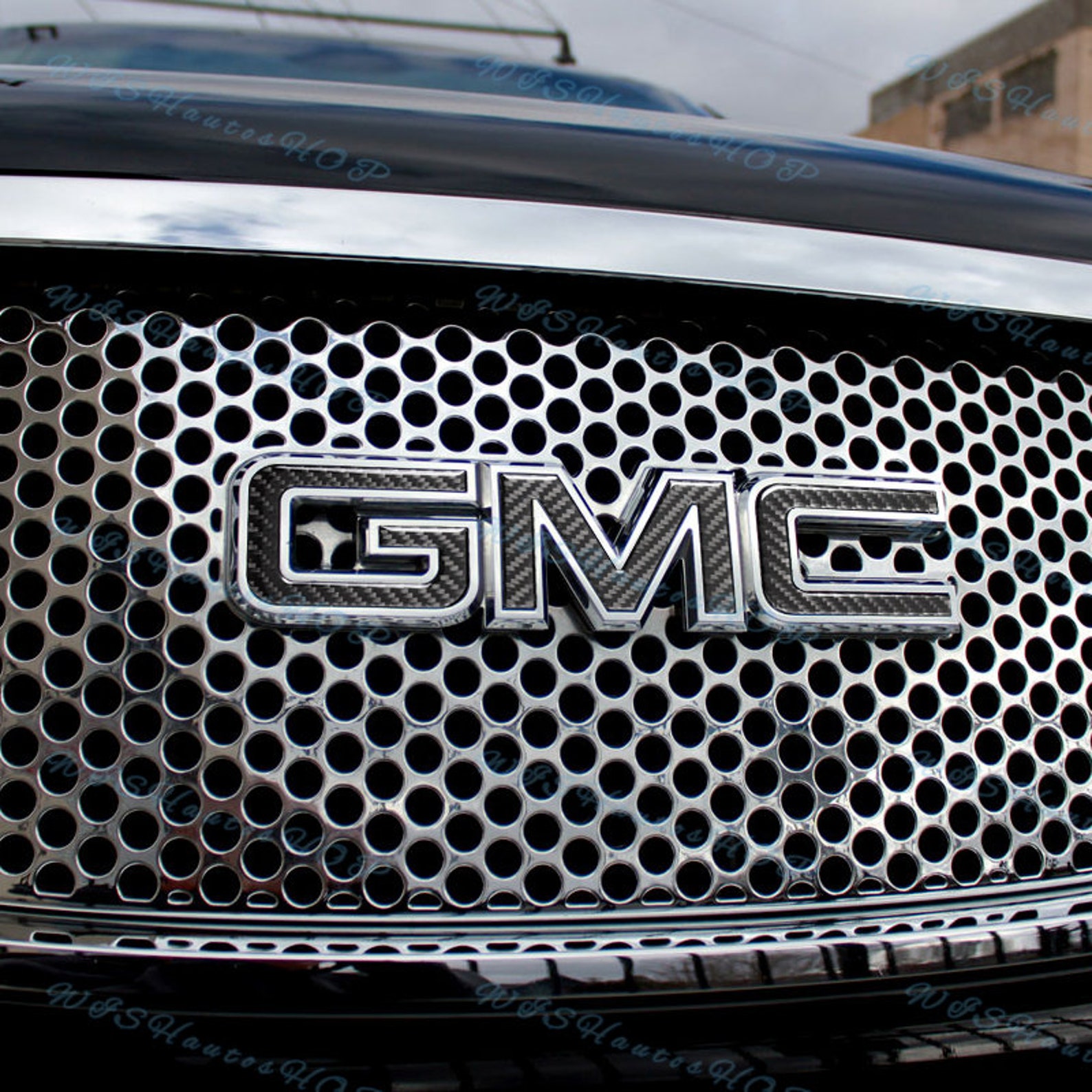Real Carbon Fiber Black Front Grille Gmc Badge Emblem 9907 Etsy