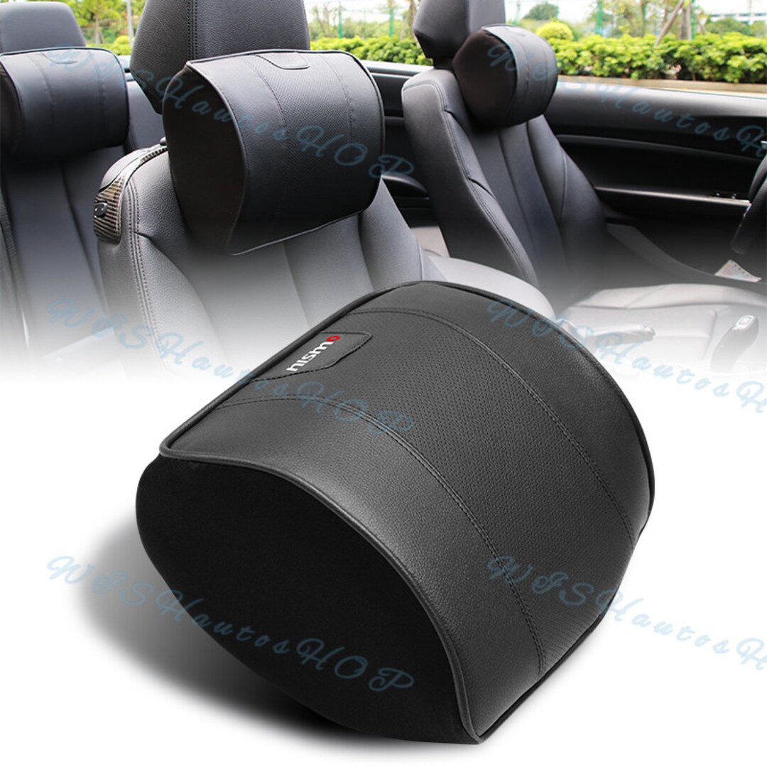 Black Leather Car Seat Memory Foam Neck Rest Cushion Pillow Etsy