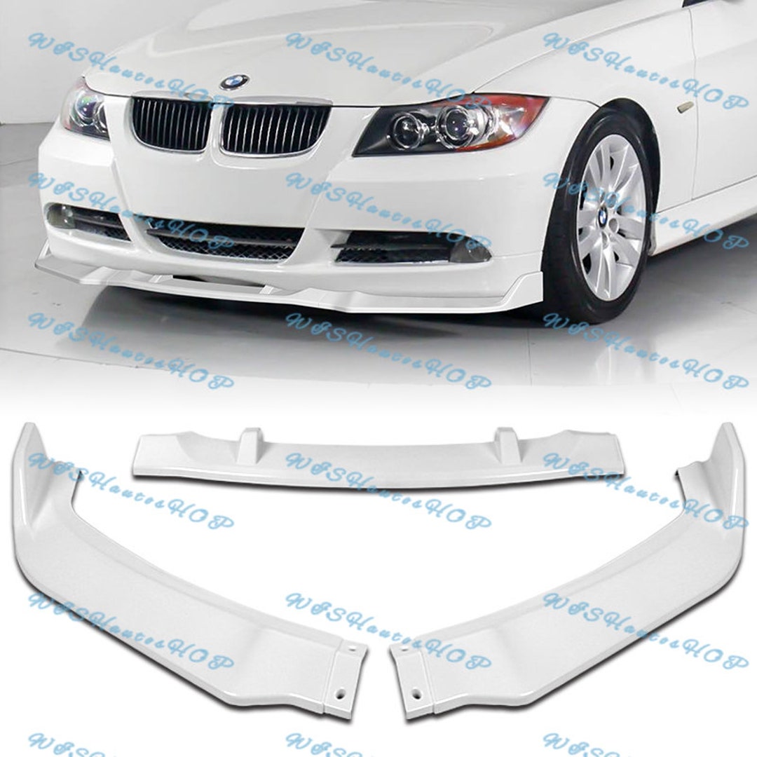 For 2006 2007 2008 BMW 3-series E90 E91 Sedan Does Not Fit M-sport or M-tech  Bumper Painted Glossy White Front Bumper Body Kit Lip 3PCS -  Norway