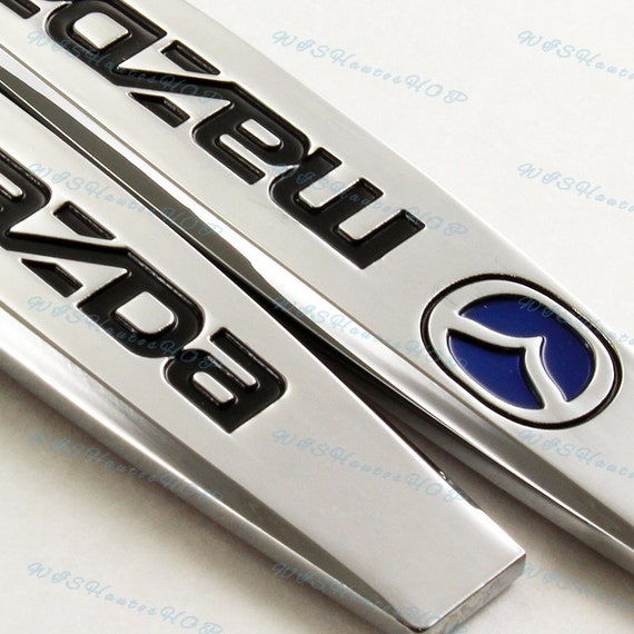 2Pcs Mazda Chrome Metal Car Trunk Side Fenders Door Emblem Badge Decal Sticker