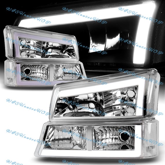 Für 2003 2007 Chevy Silverado / 2002 2006 Lawinen LED DRL Chrom Gehäuse  Scheinwerfer Bumper Lampen Set Klar Reflektor - .de