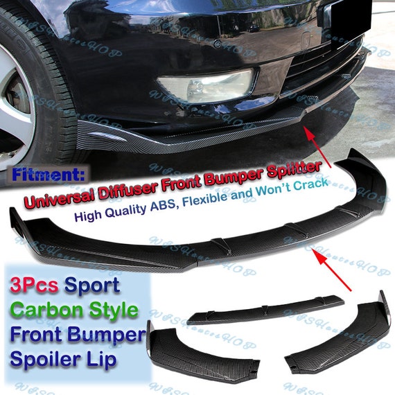 Universal Carbon Look Front Bumper Protector Body Kit Splitter Spoiler Lip  3PCS -  Österreich