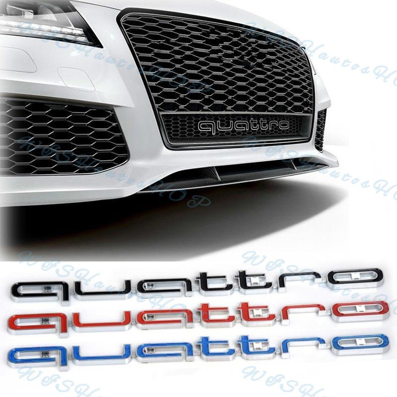 Audi QUATTRO Decal 28cm - Premium Quality AUDI 3D BLACK quattro sticker, 2pc