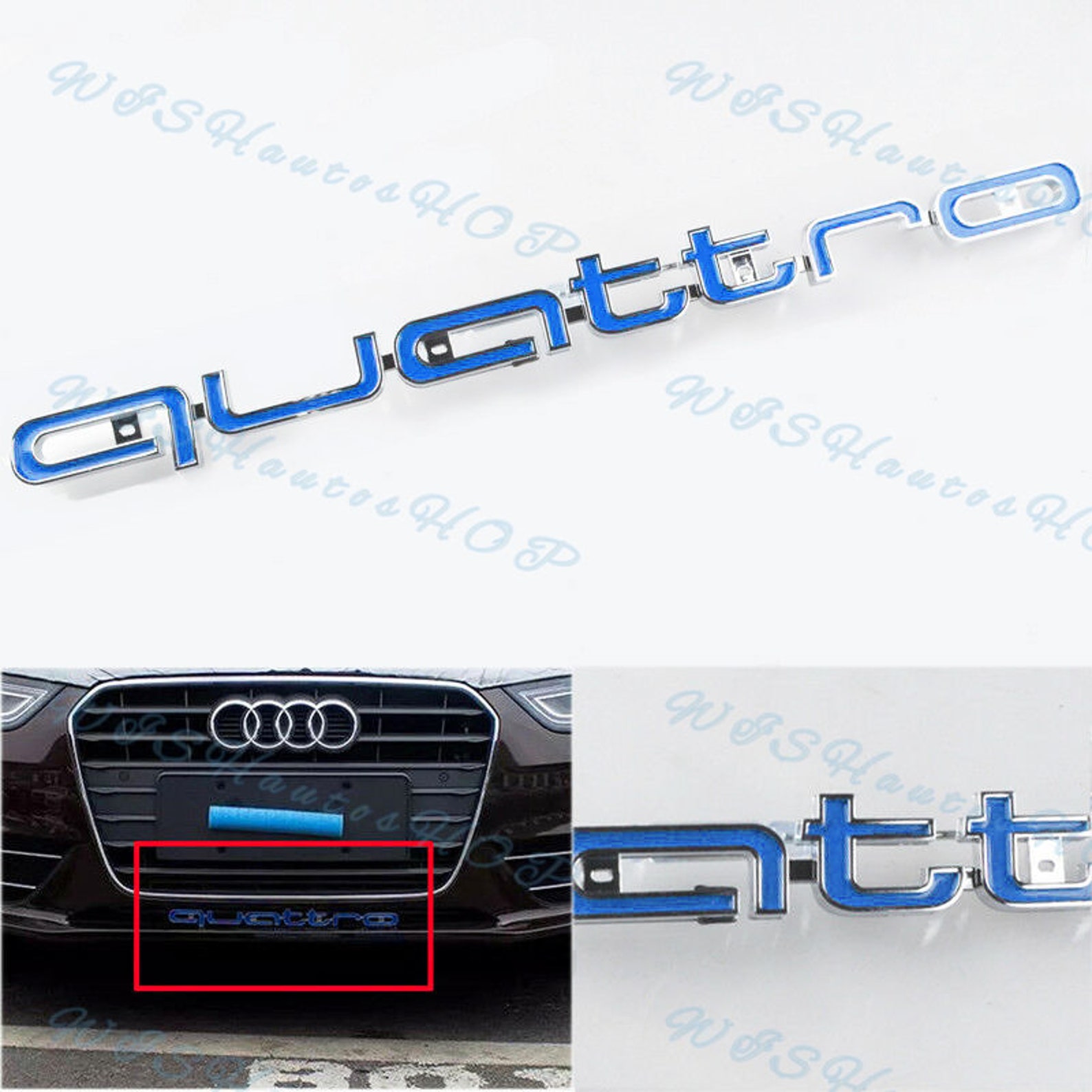 Quattro Logo Emblem Front Grille Rs Style Badge for Audi Audi Etsy