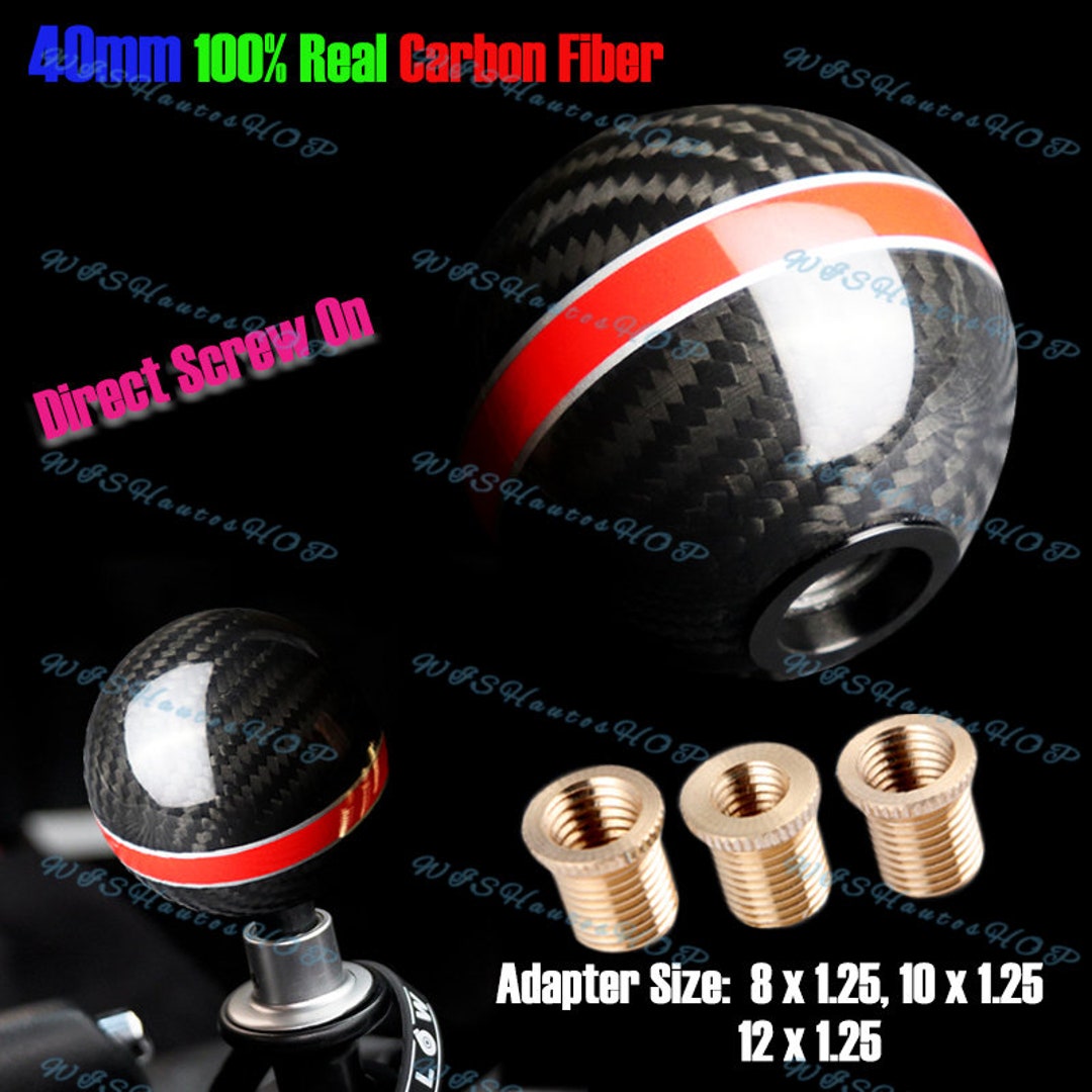 thumbnail interactive-video image 1 of HDC Autosports Real Carbon Fiber Gear Shift Knob With Red Stripe – Universal Fit For Manual Transmission (8mm/10mm/12mm) 1 of 5