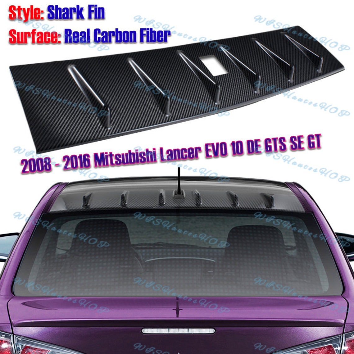 For 20082016 Mitsubishi Lancer EVO X Real Carbon Shark