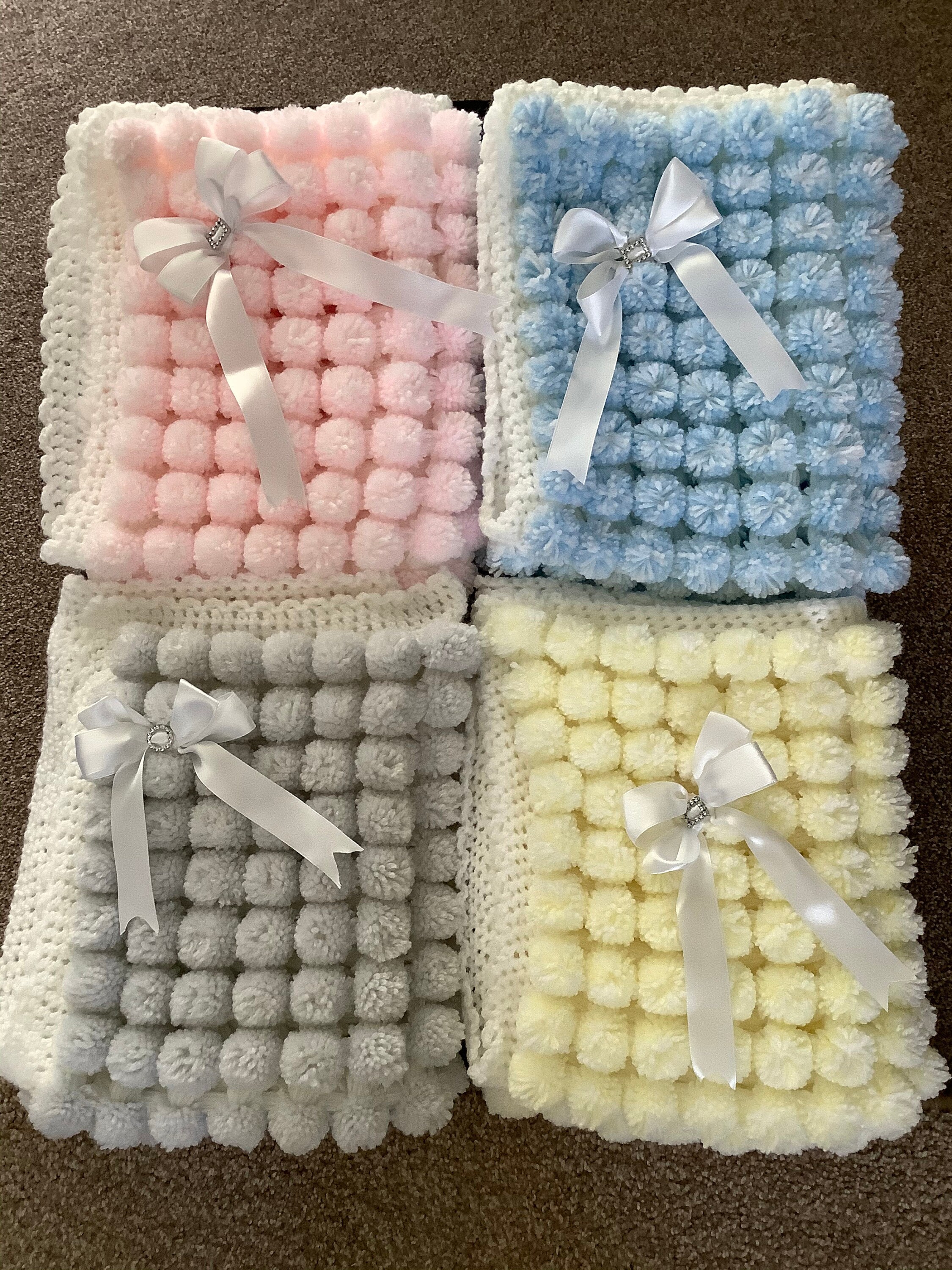 Babys Pom Pom Pram Blanket Etsy UK