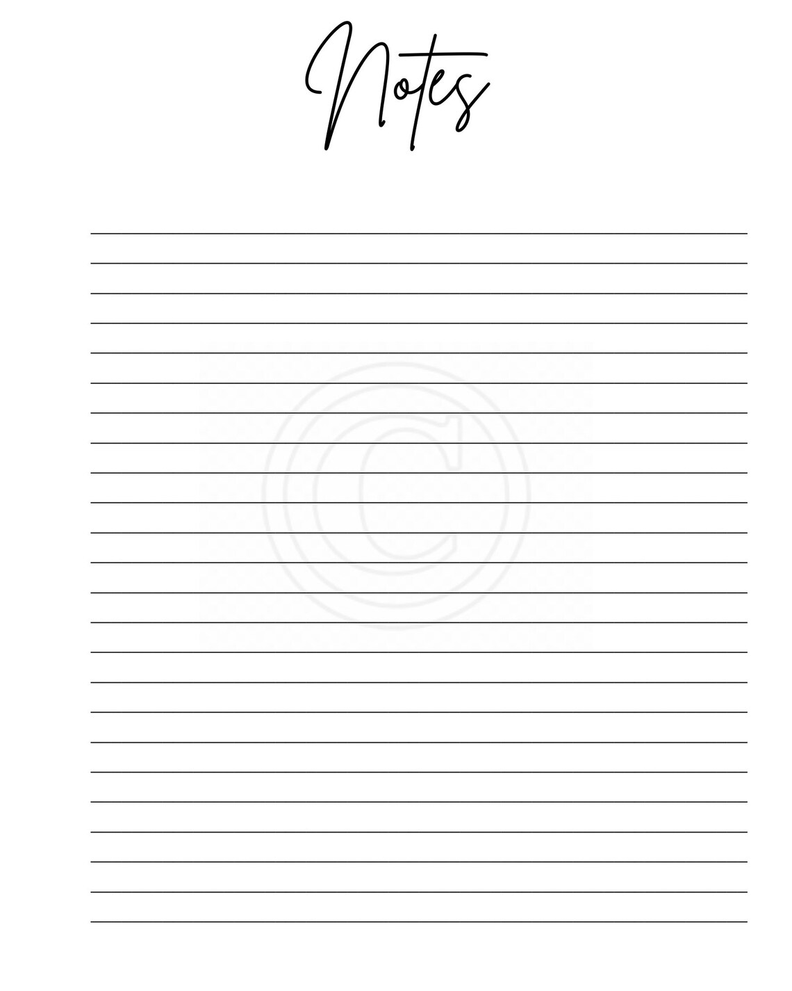 Minimalist Printable Notes Page Printable Planner Inserts | Etsy