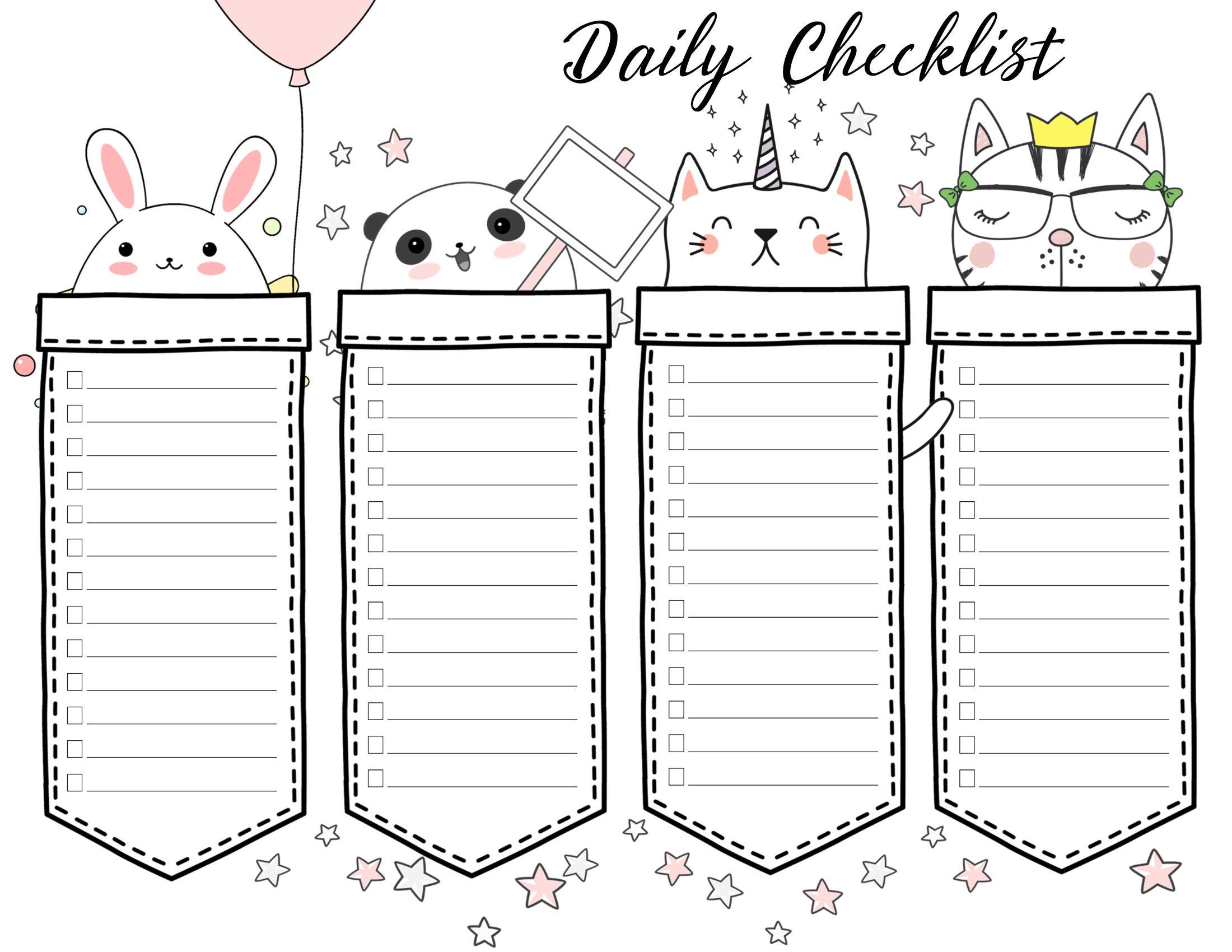 Cute Checklist Planner Daily ToDo List Printable todo Etsy