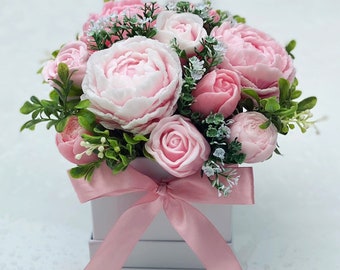 Handmade Peony Soap Bouquet, Mother's Day Gift, Floral Fragrance