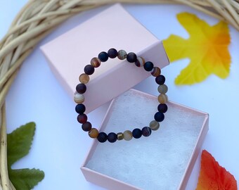 Agate, Matte Agate, Striped Coffee Agate, Agate Bracelet, Agate Jewelry, Gemstone Bracelet, Men’s Bracelet, Gemstone Jewelry,