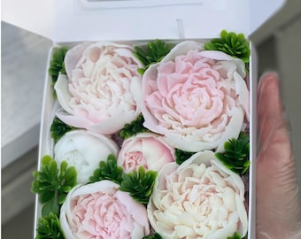 Handmade Peony Soap Flower Gift Set, Floral Fragrance