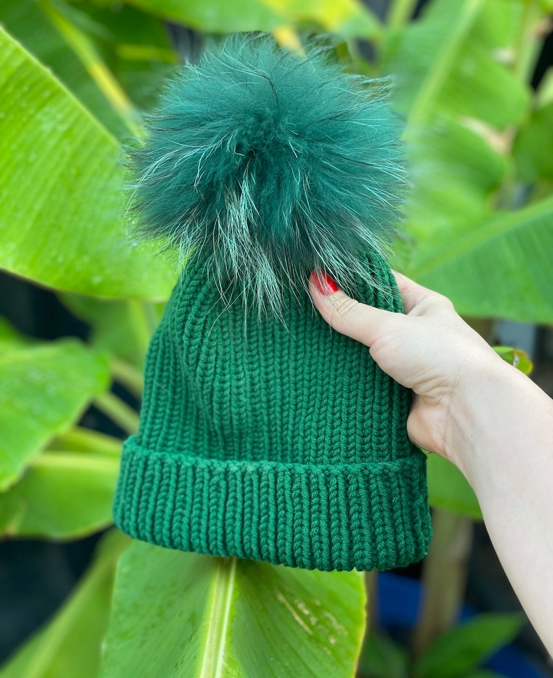 Beanie with Pom Pom Beanie Hat Knitted Beanie Handmade Etsy