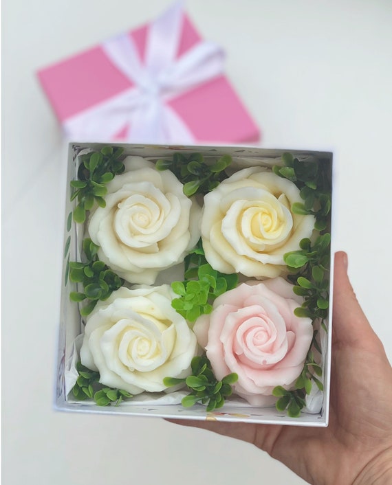 Handmade Soap Flower Gift Set, Luxury Rose Soap Box