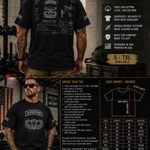 T-shirt med blåtryck och Airborne-märke | Stor, kraftig bomullströja
