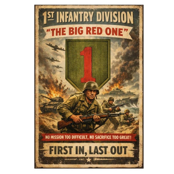 1st Infantry Division 'the Big Red One' Fine Art Poster Vintage