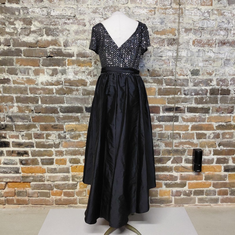 Adrianna Papell Formal Evening Dress Size 10 Black Wedding Guest Prom Pageant Cocktail Party image 8