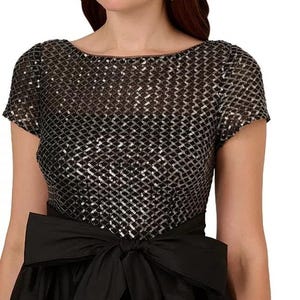 Adrianna Papell Formal Evening Dress Size 10 Black Wedding Guest Prom Pageant Cocktail Party image 3