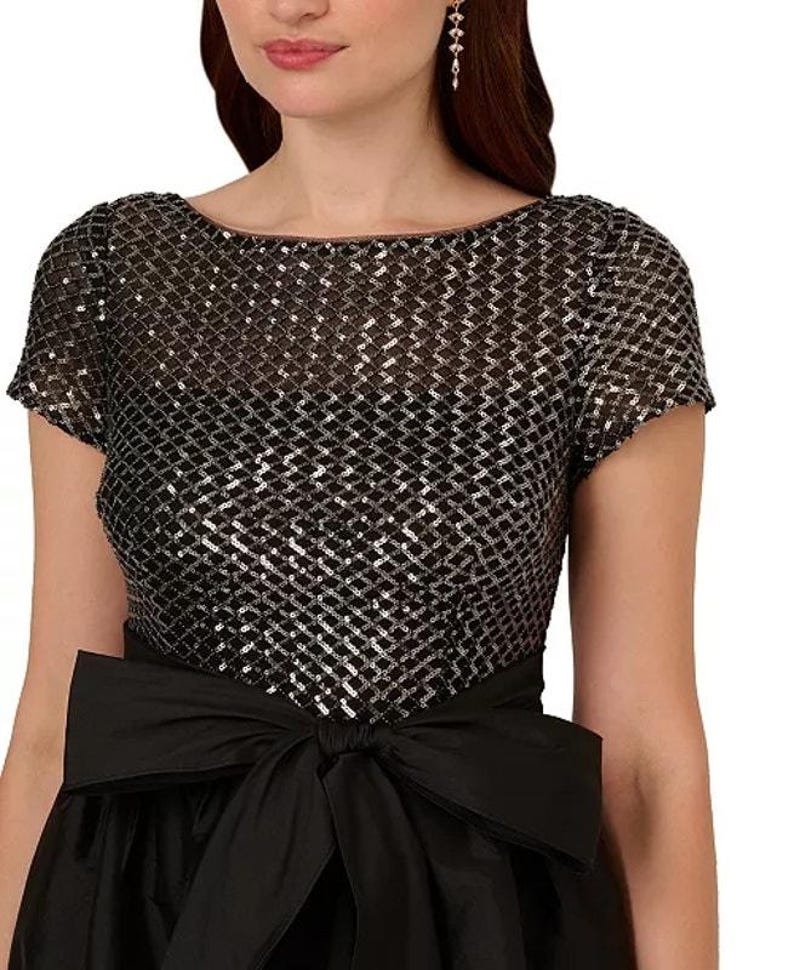 Adrianna Papell Formal Evening Dress Size 10 Black Wedding Guest Prom Pageant Cocktail Party image 3