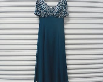 Tiffany Women's Formal Evening Gown Size 14 Blue Beaded Silk Dress Mother Of Bride Wedding Party