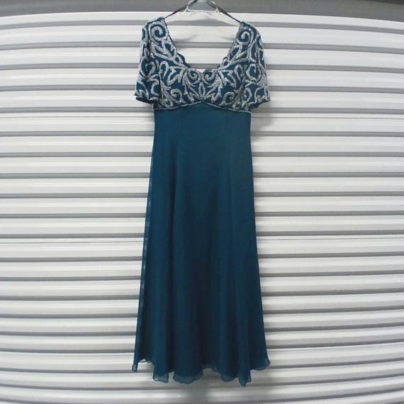 Tiffany Women's Formal Evening Gown Size 14 Blue Beaded Silk Dress Mother  of Bride Wedding Party - Etsy