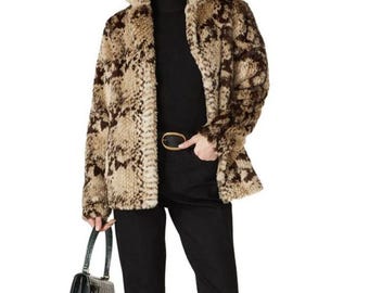 Unreal Fur Fame Faux Fur Jacket Women's Small Brown Animal Print Coat Luxury