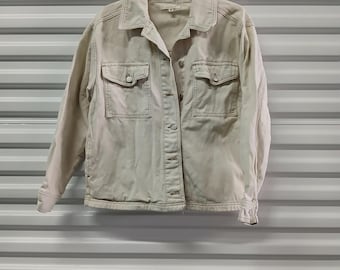 Y2K Retro Pacsun Denim Jeans Jacket Women's XS Beige Button Front Outdoors Gorpcore