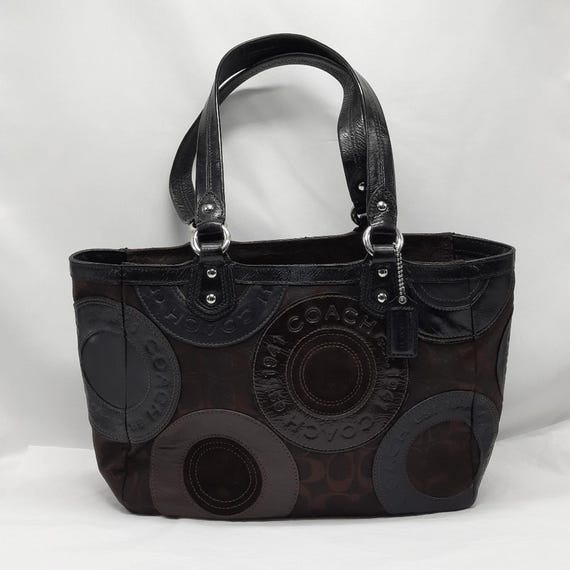 Coach Circle Patchwork Handbag Purse Black Brown Tote Shoulder Bag Retro Y2k Vintage Etsy