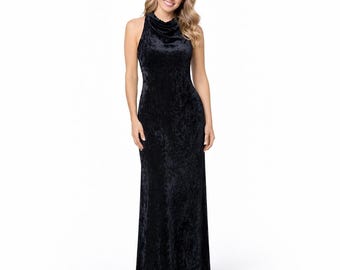 Betsy & Adam Velvet Formal Evening Gown Womens Size 8 Black Mother Of Bride Dress Wedding Party Dress