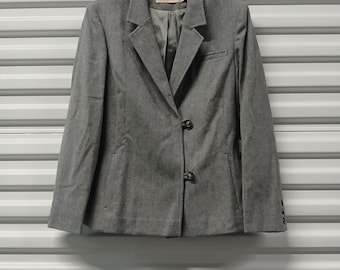 Vintage Pendleton Wool Blazer Womens 10 Gray Button Jacket Office Career Work