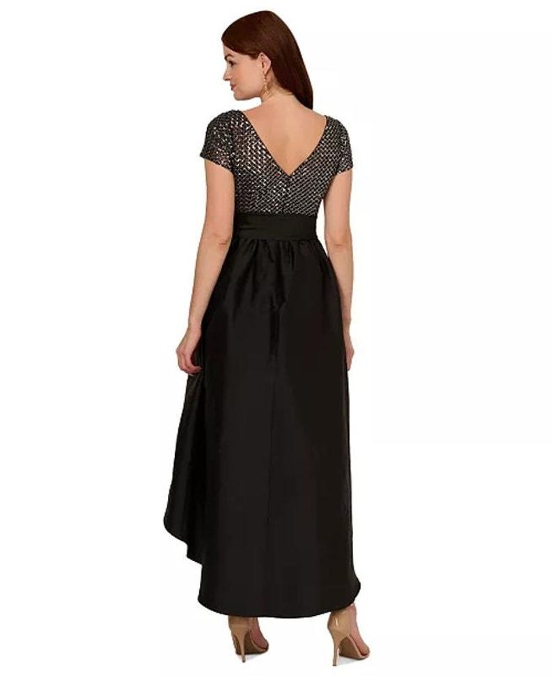 Adrianna Papell Formal Evening Dress Size 10 Black Wedding Guest Prom Pageant Cocktail Party image 2
