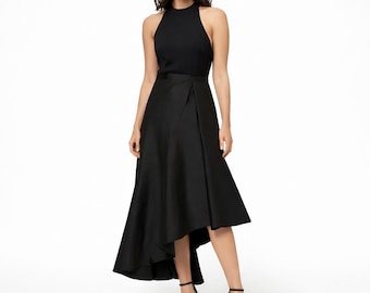 Adrianna Papell Formal High Low Dress Womens Size 4 Black Wedding Guest Cocktail Party