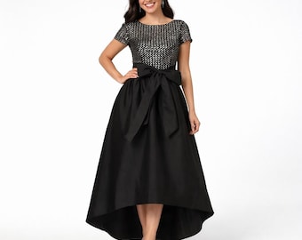 Adrianna Papell Formal Evening Dress Size 10 Black Wedding Guest Prom Pageant Cocktail Party