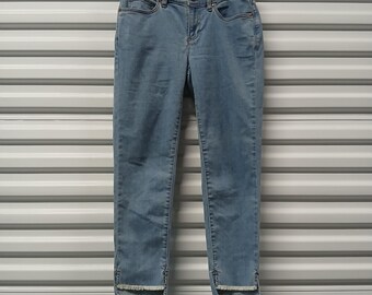 Eileen Fisher Women's Denim Jeans Size 8P Blue Slim Fit Mid Rise Ankle Cropped