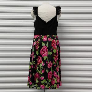 Adrianna Papell Dress Size 10 Black Floral Embroidered Whimsigoth Cocktail Party Wedding Guest image 5