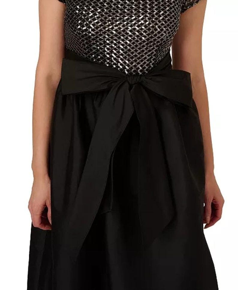 Adrianna Papell Formal Evening Dress Size 10 Black Wedding Guest Prom Pageant Cocktail Party image 4