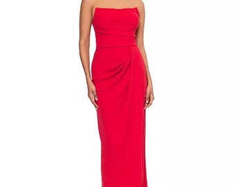 Betsy & Adam Formal Evening Gown 18W Red Strapless Wedding Guest Mother Of Bride Cocktail Party Dress