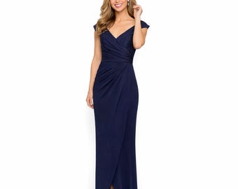 La Femme Formal Evening Gown Sz 4 Blue Wedding Guest Cocktail Party Long Maxi Mother Of Bride Dress