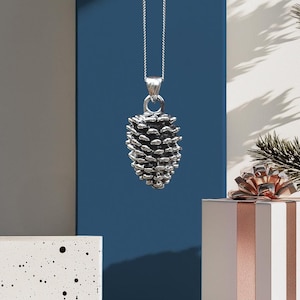 Sterling silver 925 Pine cone necklace, Pinecone silver jewelry, Bridesmaid jewelry, nature necklace, gift for her