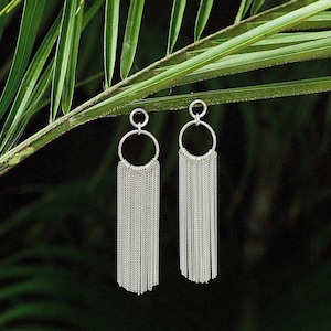 Bridal Boho Earrings Sterling Silver 925 Fringe Earrings Ideal for Wedding or Bridesmaids image 4