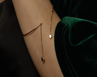 Two Hearts Gold Bracelet, st. Valentines gift, everyday Bracelet, Gold Plated 14K, Love Gift For Her