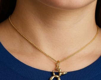 Gold Plated Balloon Dog Necklace, Sterling Silver Pendant