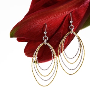 Mixed Metal Earrings – Elegant Gold and Silver Drop Earrings for Women, Lightweight Dangle party Jewelry