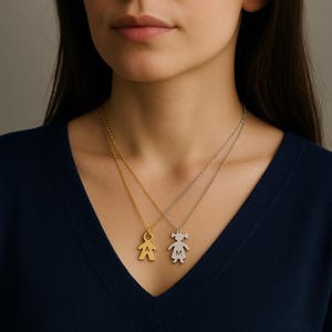 Collar personalizado con dije para niño y niña: colgante con inicial personalizada, regalo para mamá, joyería de oro o plata