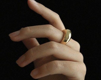 Gold Chunky Ring - Statement Siegelring für Frauen - 14K Vergoldet - Jahrestag oder Geburtstag Geschenk für Sie